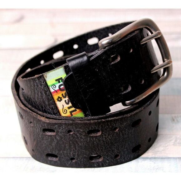 Fossil DARK BROWN GENUINE LEATHER 1.5"Wd CUT OUT CASUAL WOMEN'S BELT Sz M (X95 - Picture 6 of 11